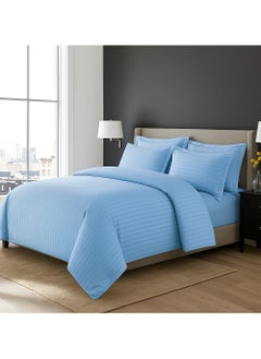 MAXQON 6-Piece Duvet Cover Set – Includes 1 Duvet Cover, 1 Fitted Sheet & 4 Pillowcases – King/Queen/Single Sizes, Color Sky blue  - Image 2