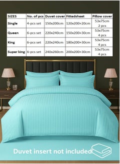 MAXQON 6-Piece Duvet Cover Set – Includes 1 Duvet Cover, 1 Fitted Sheet & 4 Pillowcases – King/Queen/Single Sizes, Color Sky blue  - Image 4