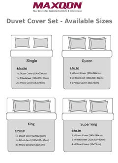 MAXQON 6-Piece Duvet Cover Set – Includes 1 Duvet Cover, 1 Fitted Sheet & 4 Pillowcases – King/Queen/Single Sizes, Color Sky blue  - Image 5