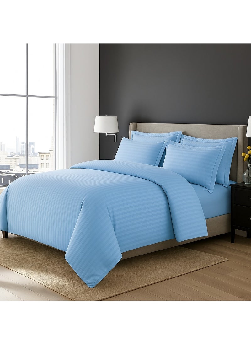 MAXQON 6-Piece Duvet Cover Set – Includes 1 Duvet Cover, 1 Fitted Sheet & 4 Pillowcases – King/Queen/Single Sizes, Color Sky blue  - Image 2