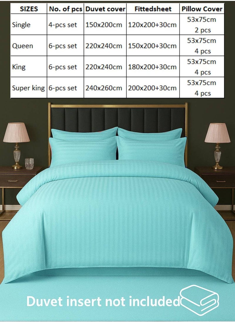 MAXQON 6-Piece Duvet Cover Set – Includes 1 Duvet Cover, 1 Fitted Sheet & 4 Pillowcases – King/Queen/Single Sizes, Color Sky blue  - Image 4