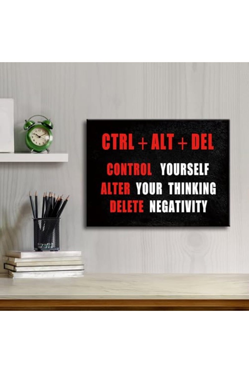 Pyradecor Black Red and White Motivational CTRL+ALT+DEL Classroom Positive Quotes Inspirational Poster Canvas Prints Wall Art for Office Living Room Home Decorations - Image 5