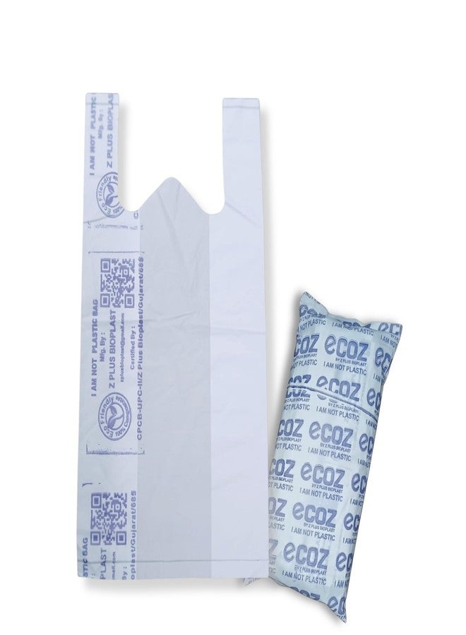 ECOZ Compostable & Biodegradable Carry Bags | Eco-Friendly Plastic-Free Shopping Bag for Grocery, Food, Retail & Vegetables | 11x14 Inch | Approx Pack of 115| Load 2kg Capacity | for Supermarket - Image 1
