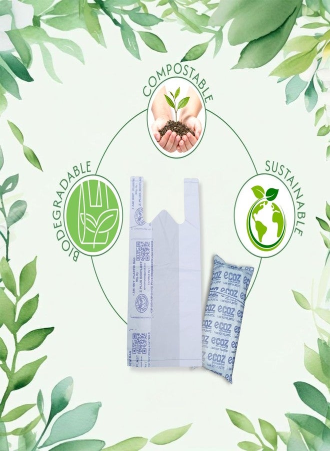ECOZ Compostable & Biodegradable Carry Bags | Eco-Friendly Plastic-Free Shopping Bag for Grocery, Food, Retail & Vegetables | 11x14 Inch | Approx Pack of 115| Load 2kg Capacity | for Supermarket - Image 4
