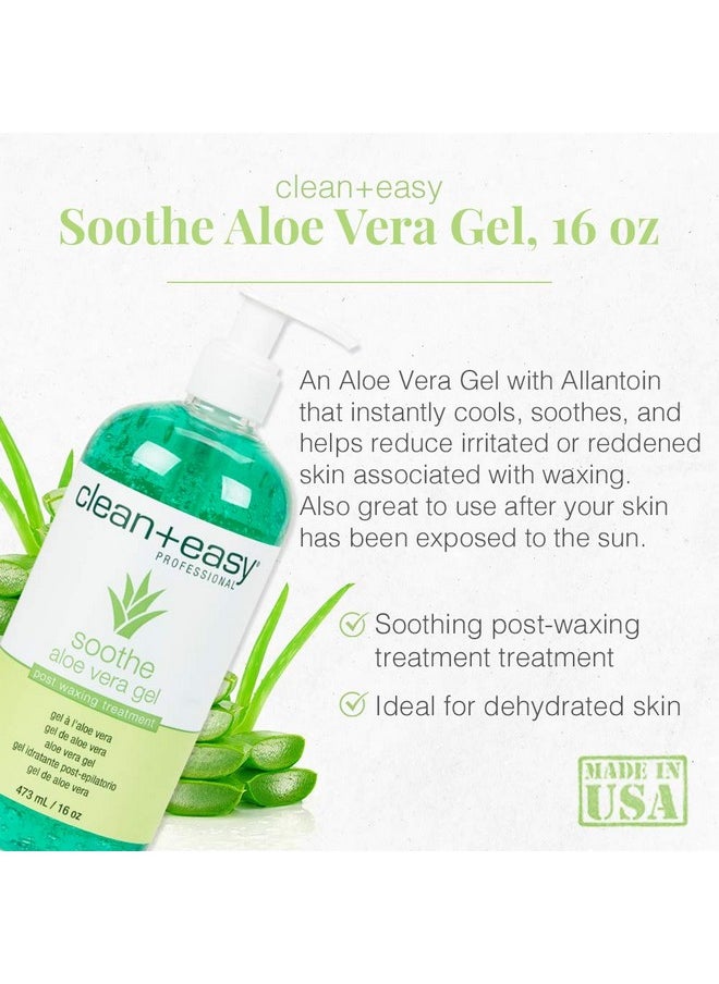 Clean + Easy - Clean + Easy Soothe Aloe Vera Gel Post Waxing Treatment, Calms and Soothes Irritated Skin After Waxing, Non-greasy and Gets Rid Of Excess Wax Residue, 16 oz - Image 1