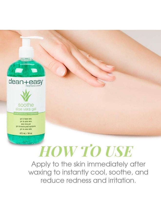 Clean + Easy - Clean + Easy Soothe Aloe Vera Gel Post Waxing Treatment, Calms and Soothes Irritated Skin After Waxing, Non-greasy and Gets Rid Of Excess Wax Residue, 16 oz - Image 1