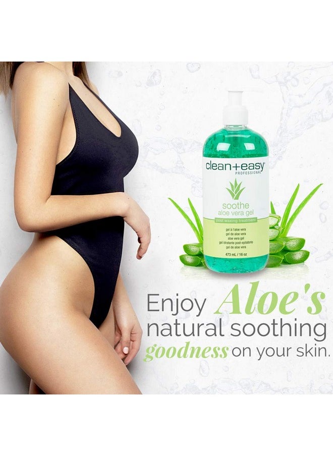 Clean + Easy - Clean + Easy Soothe Aloe Vera Gel Post Waxing Treatment, Calms and Soothes Irritated Skin After Waxing, Non-greasy and Gets Rid Of Excess Wax Residue, 16 oz - Image 1
