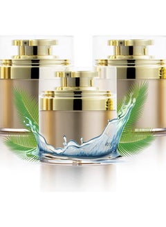 Excefore Golden Refillable Vacuum Pump Cream Jar Side Leaking 1.0 oz 30ml Empty Bottle Cosmetic Air Pump Jars Travel Containers Lotion Cream Dispenser for Creams Lotion Moisturizer, 3 Pack  - Image 1