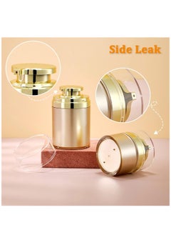 Excefore Golden Refillable Vacuum Pump Cream Jar Side Leaking 1.0 oz 30ml Empty Bottle Cosmetic Air Pump Jars Travel Containers Lotion Cream Dispenser for Creams Lotion Moisturizer, 3 Pack  - Image 2