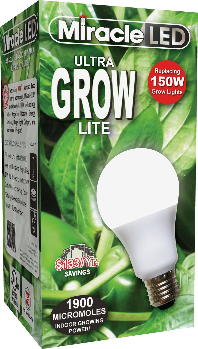 Miracle LED Commercial Hydroponic Ultra Grow Lite - Replaces up to 150W - Daylight White Full Spectrum LED Indoor Plant Growing Light Bulb For DIY Horticulture & Indoor Gardening (605188) - Image 1