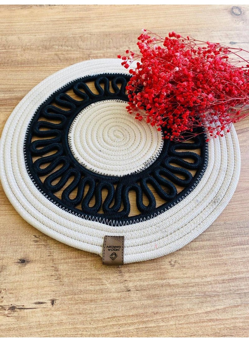 BDZ Deri BDZ Leather Wicker Jute Presentation Plate Mat American Service  - Image 1