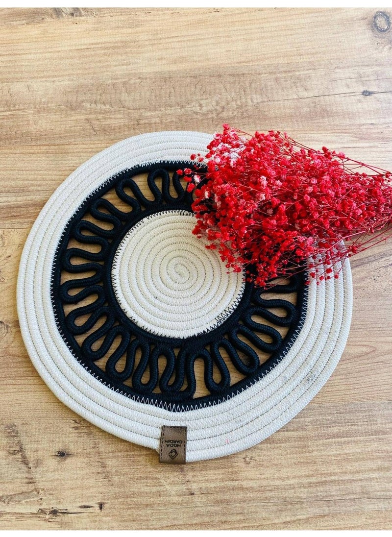 BDZ Deri BDZ Leather Wicker Jute Presentation Plate Mat American Service  - Image 2