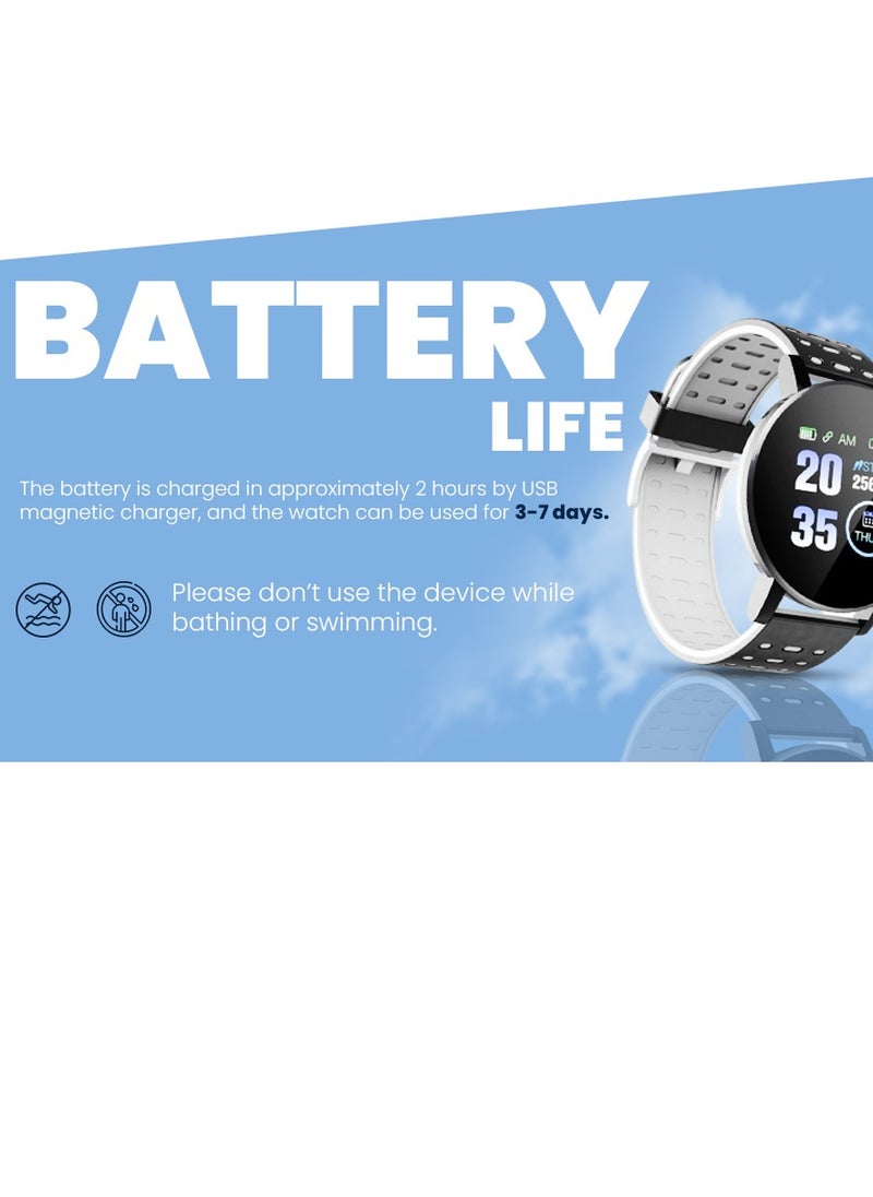 moodix - MOODIX WE23K18B Smart Watch - Health and Fitness Tracker, iPhone and Android Compatible, Black-Grey - Image 1
