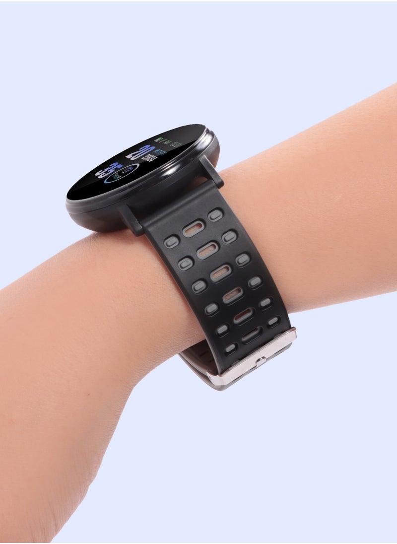 moodix - MOODIX WE23K18B Smart Watch - Health and Fitness Tracker, iPhone and Android Compatible, Black-Grey - Image 1