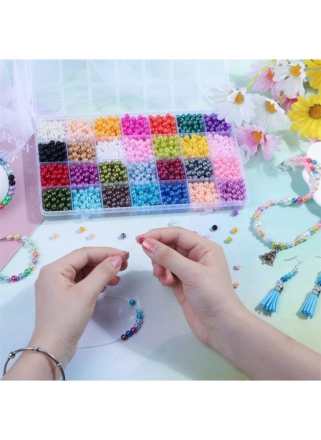 anezus 1960Pcs Beads 6Mm 28 Colors Multicolor Loose Pearls For Crafts With Holes For Jewelry Making Small Filler Beads For Crafting Bracelet Necklace Earrings  - Image 4