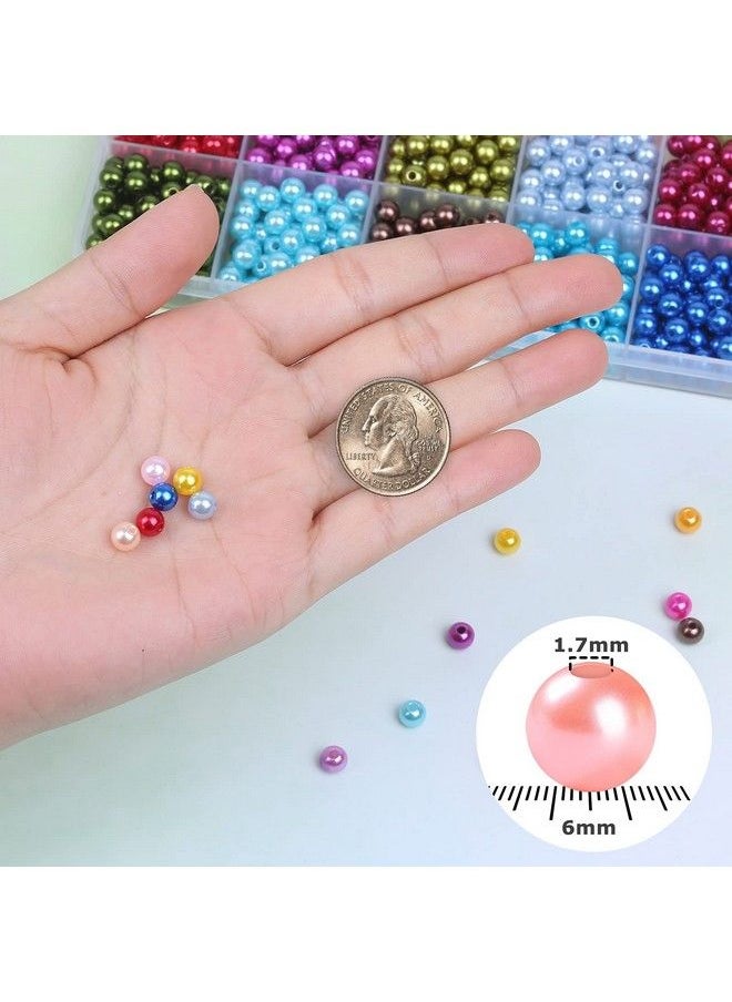 anezus 1960Pcs Beads 6Mm 28 Colors Multicolor Loose Pearls For Crafts With Holes For Jewelry Making Small Filler Beads For Crafting Bracelet Necklace Earrings  - Image 3