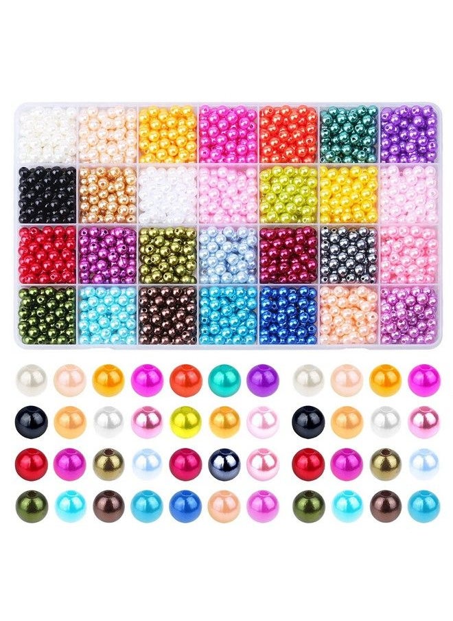 anezus 1960Pcs Beads 6Mm 28 Colors Multicolor Loose Pearls For Crafts With Holes For Jewelry Making Small Filler Beads For Crafting Bracelet Necklace Earrings  - Image 2