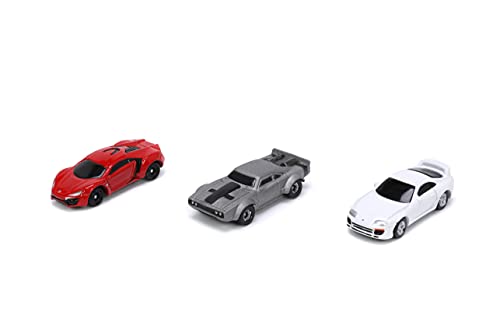 Jada Toys & Furious 1.65" Nano 3-Pack Wave 4 Die-cast Cars Toys for Kids and Adults Toyota Supra Lykan Hypersport Ice Charger - Image 1