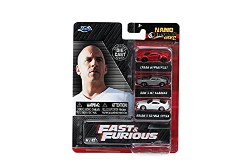 Jada Toys & Furious 1.65" Nano 3-Pack Wave 4 Die-cast Cars Toys for Kids and Adults Toyota Supra Lykan Hypersport Ice Charger - Image 5