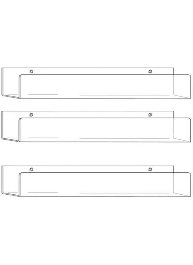 Horoof Home Horoof Home® Clear Acrylic Floating Bookshelves – Set of 3, Montessori Wall Bookshelf for Kids, 60 cm Transparent Wall-Mounted Shelves for Nursery & Playroom  - Image 1