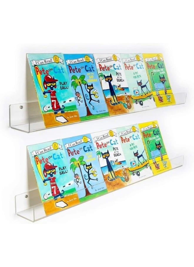 Horoof Home Horoof Home® Clear Acrylic Floating Bookshelves – Set of 3, Montessori Wall Bookshelf for Kids, 60 cm Transparent Wall-Mounted Shelves for Nursery & Playroom  - Image 3