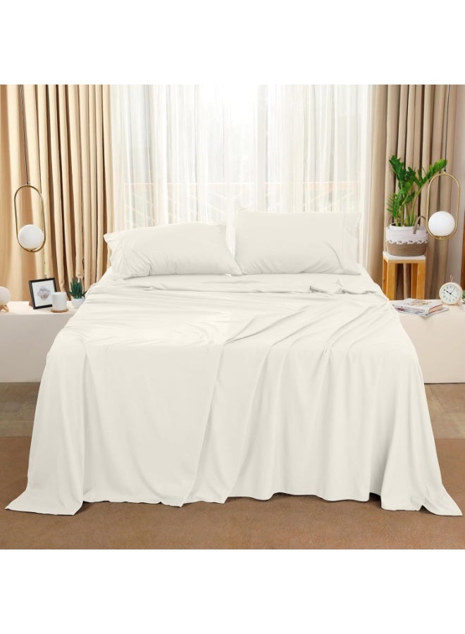 Utopia Bedding Queen Sheet Set â€“ 4 Piece Bed Sheets for Queen Size Bed, Soft and Breathable Microfiber, Includes 1 Fitted Sheet, 1 Flat Sheet and 2 Pillowcases (Ivory) - Image 2