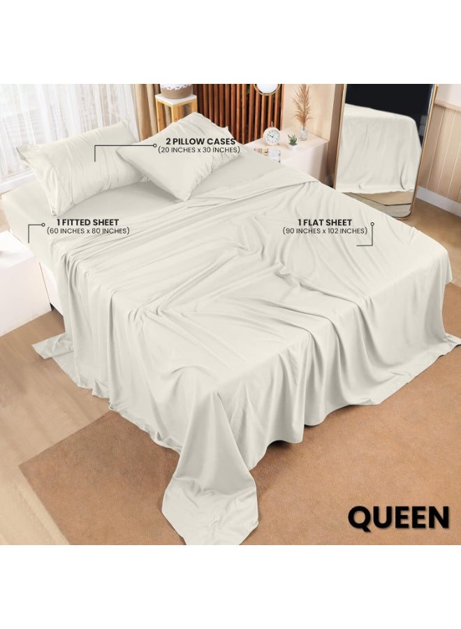 Utopia Bedding Queen Sheet Set â€“ 4 Piece Bed Sheets for Queen Size Bed, Soft and Breathable Microfiber, Includes 1 Fitted Sheet, 1 Flat Sheet and 2 Pillowcases (Ivory) - Image 3