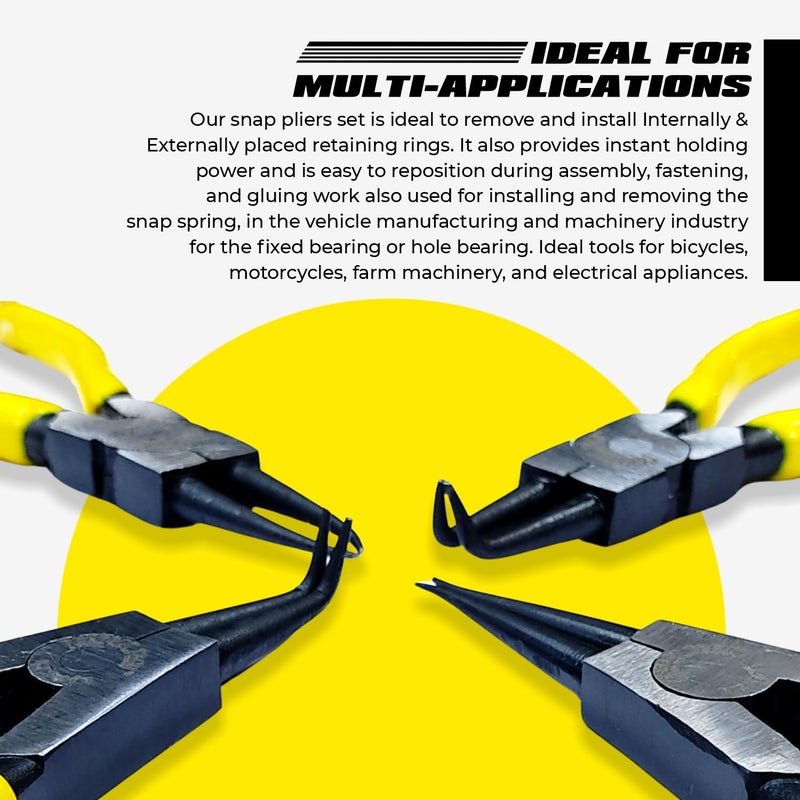 PERFECT TECH 122MM/5" Circlip Plier/ 5" Snap Ring Lock Plier (4 pcs Combo 5" Circlip Plier) - Image 3