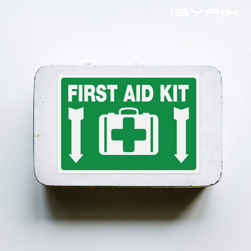 iSYFIX First Aid Kit Sticker Sign for Home, Schools & Business - 2 Pack 10x7 Inch - Premium Self-Adhesive Vinyl, Laminated for Ultimate UV, Weather, Scratch and Fade Resistance, Indoor & Outdoor - Image 5