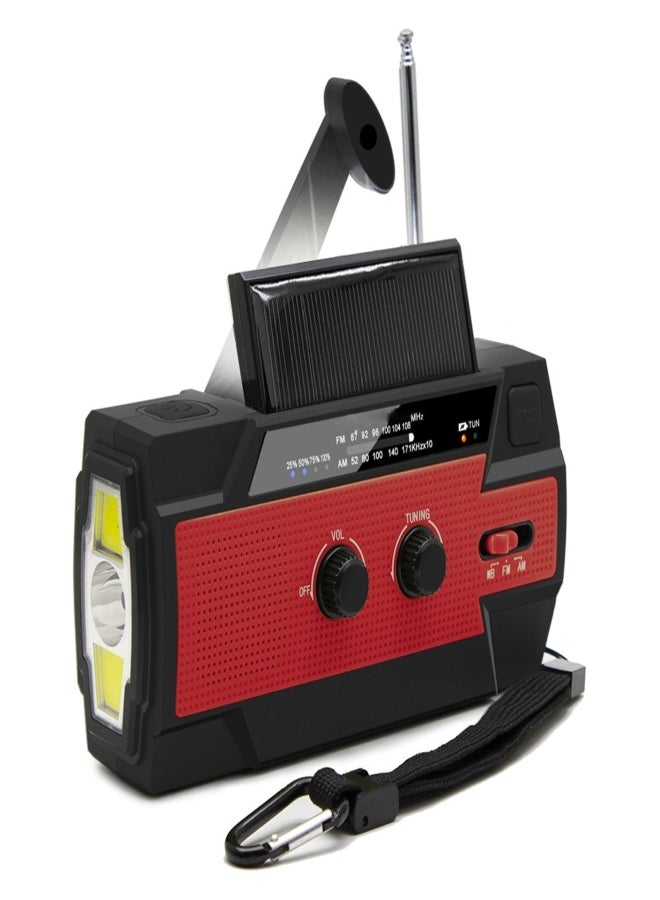 Portable AM/FM & NOAA Radio Outdoor Solar Emergency Hand Crank Radio Reading Light Motion Sensor Light with LED Flashlight SOS Alarm 4000mAh Battery USB Output - Image 1