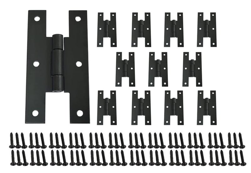 QCAA Black Steel HHinge for Cabinet Doors Matte Black 12 Pack Made in Taiwan