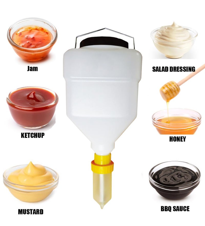vitasunhow Large Capacity Condiment Dispenser for Restaurant and BBQ - Refillable Sauce Squeeze Bottle and Leak Proof Design for Mustard, Salad, Ketchup and More (square, 3.5 Liters) - Image 4
