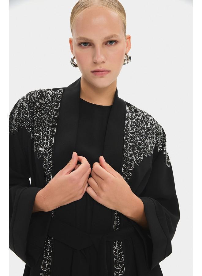 جون عباية نسائية مطرزة بتفاصيل سوداء من جوني - Image 4