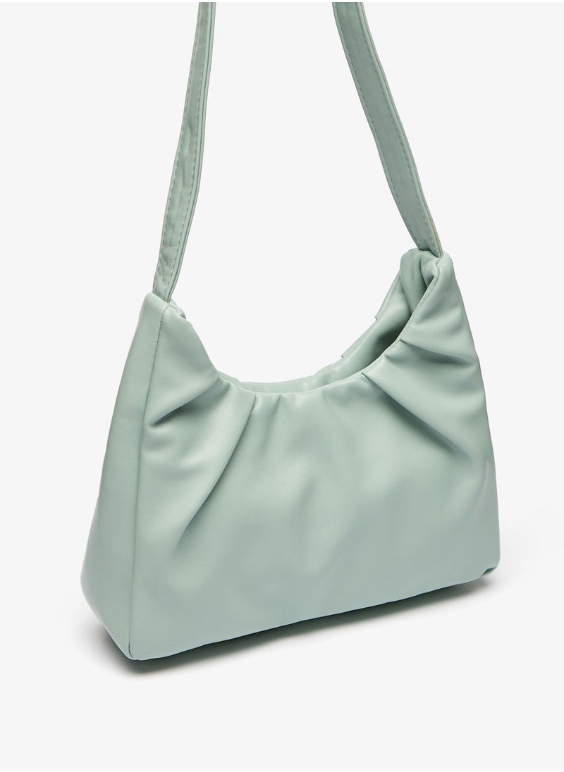 shoexpress - Shoexpress Solid Shoulder Bag with Handle and Magnetic Button Closure Blue - Image 1