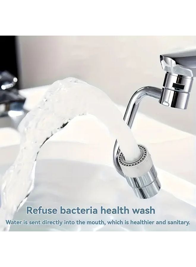 رأس صنبور قابل للتعديل من سبيكة النحاس باللون الفضي مع نظامين وذراع دوار 1080 وتدفق مزدوج للماء - Image 3