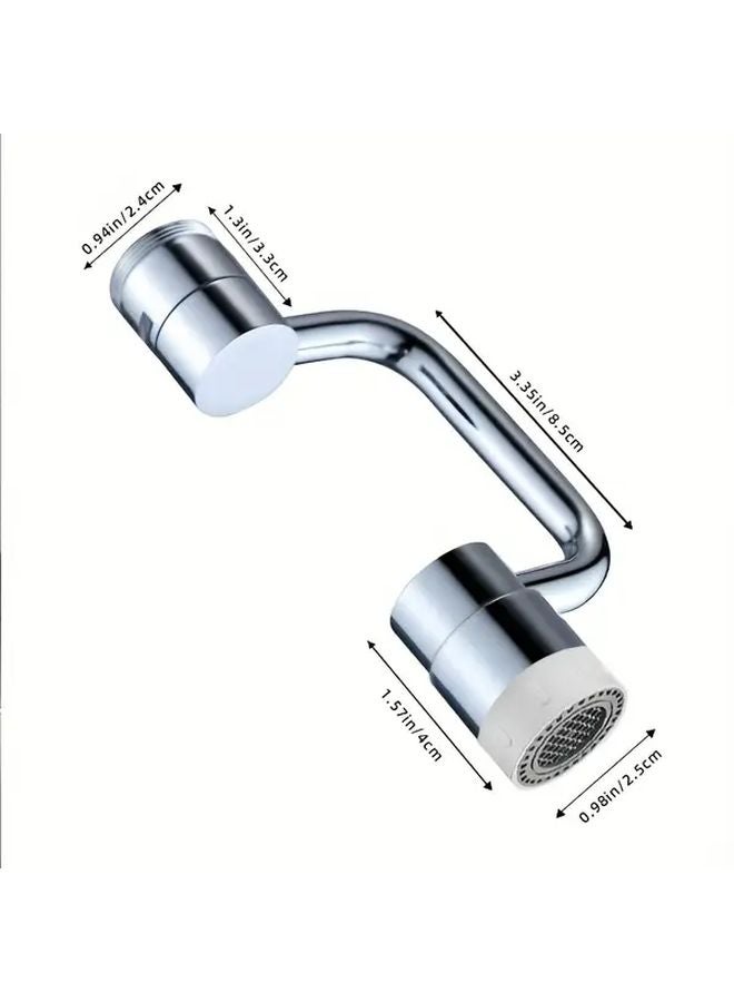 رأس صنبور قابل للتعديل من سبيكة النحاس باللون الفضي مع نظامين وذراع دوار 1080 وتدفق مزدوج للماء - Image 4
