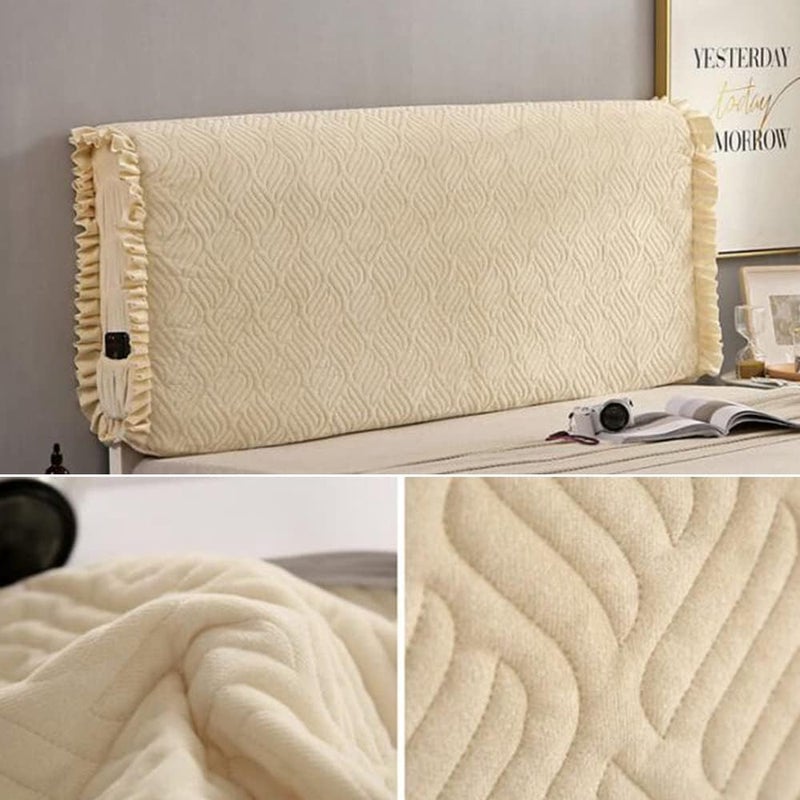 All Inclusive Elastic Bedside Cover Soft Bed Head Cover Washable Bedroom Headboard Cover Crystal Velvet Headboards Dust Cover All Kinds of Headboards Decorative,White,82.6"/210cm - Image 2