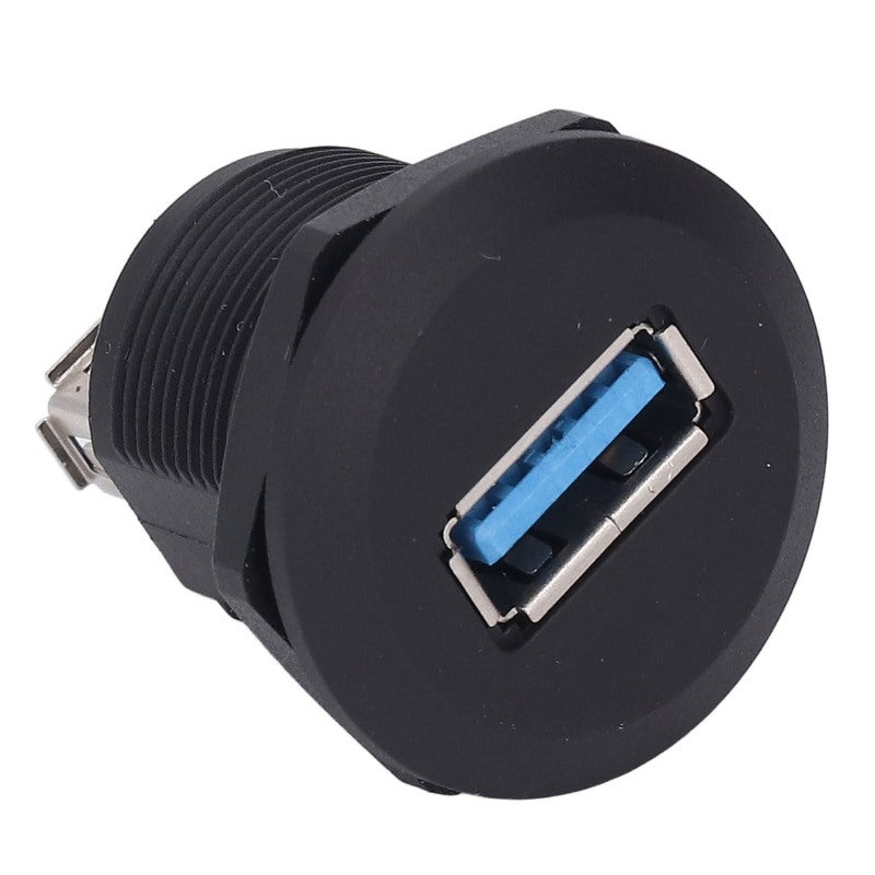 الوصلة اللوحية للتثبيت USB 3.0 المقاومة للماء بمعيار IP67، من أنثى إلى أنثى بقفل ملولب للبيئات القاسية - موصل نحاسي، غلاف من PA66 مثبط للهب V-0، بتصميم مريح للاستخدام في اللوحات - Image 1