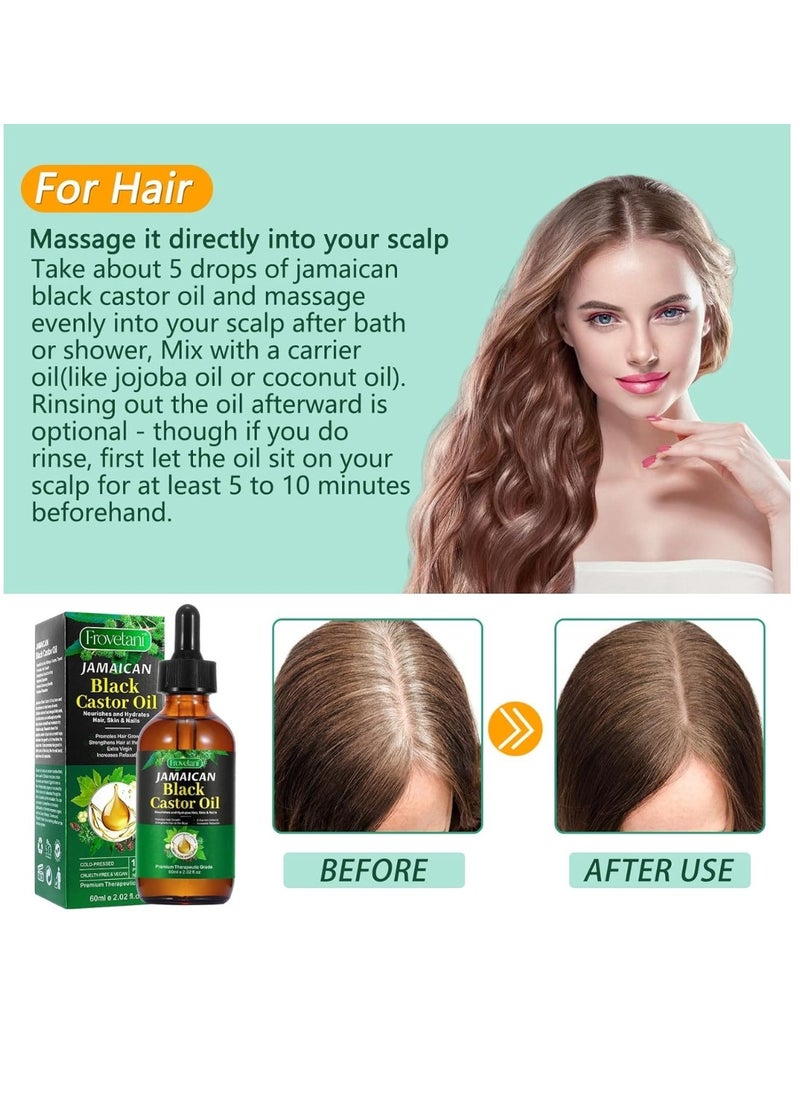 Frovetani - 60ml Jamaican Black Cold Pressed Castor Oil for Hair and Skin Care Eyelashes and Eyebrows Hair Loss & Dry Damaged Hair Nourishment Scalp Stimulates Hair Growth for Men & Women - Image 1