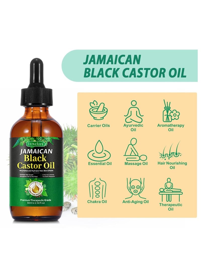 Frovetani - 60ml Jamaican Black Cold Pressed Castor Oil for Hair and Skin Care Eyelashes and Eyebrows Hair Loss & Dry Damaged Hair Nourishment Scalp Stimulates Hair Growth for Men & Women - Image 1