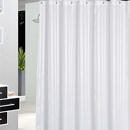 DEARARTBath Bright White Shower Curtain Liner, 60''W*72''H inch Cloth Shower Curtains with Grommet and Hooks, Waterproof Water Resistant Washable, Easy Care Easy Clean - Image 1