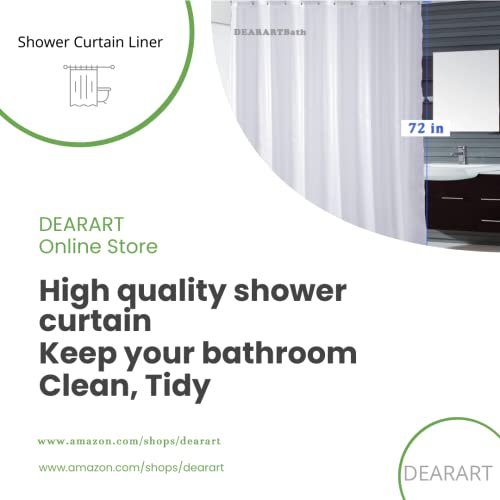 DEARARTBath Bright White Shower Curtain Liner, 60''W*72''H inch Cloth Shower Curtains with Grommet and Hooks, Waterproof Water Resistant Washable, Easy Care Easy Clean - Image 4