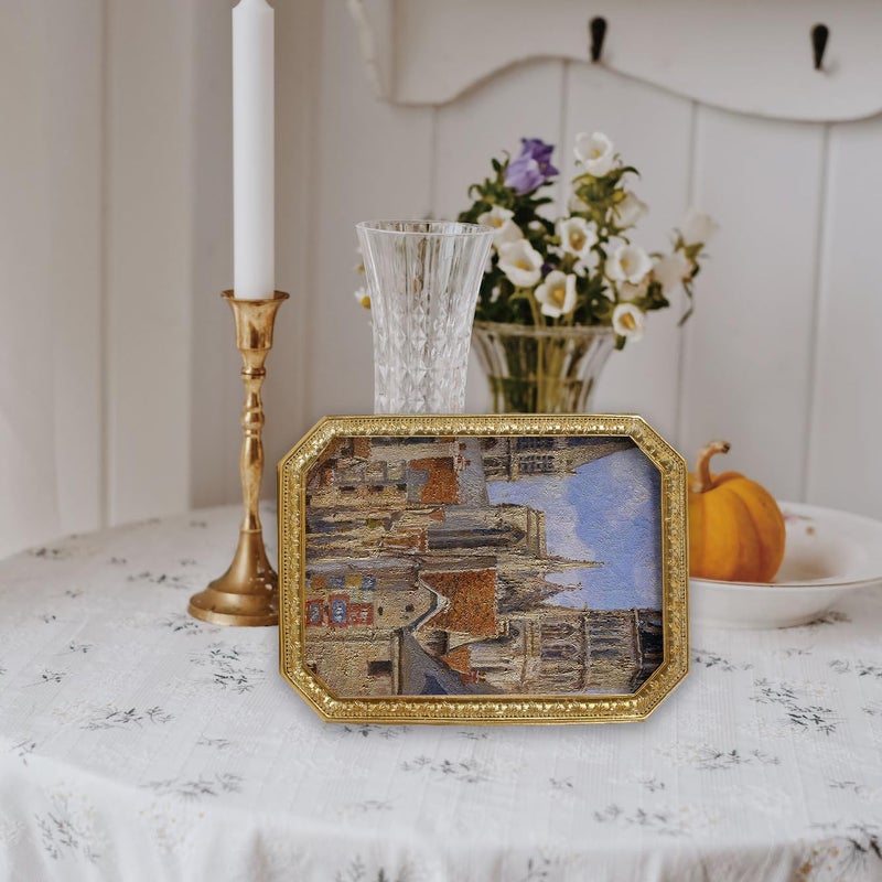SIKOO Vintage 5×7 Gold Picture Frame Antique Ornate Photo Frame Tabletop and Wall Hanging with High Definition Glass Front for Home Décor,Retro Photo Gallery, Old-Fashioned Art Dense material - Image 5
