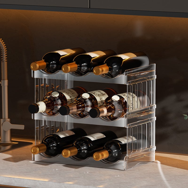 Folding Cup Rack Multi-layer Transparent Water Cup Storage Rack Light Luxury Refrigerator Beverage Rack Stackable and Removable Wine Rack([four] two layers) - Image 4