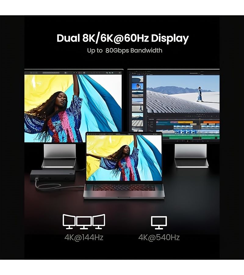 كابل Thunderbolt 5 من USB-C إلى USB-C بطول 39.37 بوصة، شحن سريع، نقل بيانات بسرعة 80 جيجابت/ثانية، عرض نطاق ترددي 120 جيجابت/ثانية، متوافق مع الإصدارات السابقة Thunderbolt 4 و3 وUSB4 وUSB 3.2 Gen 2×2 وUSB 3.2 وUSB 2.0، يدعم إخراج فيديو بدقة 16K و8K و4K، متوافق مع iPhone 16 وMacBook. - Image 3