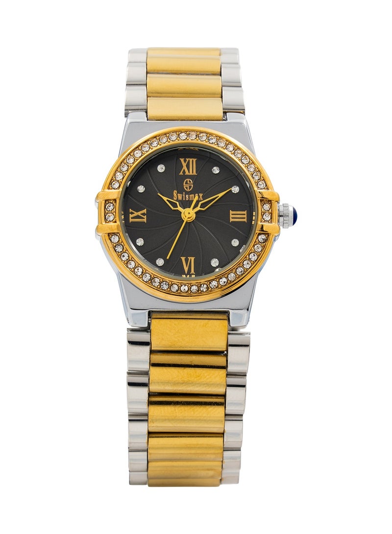 Swismax Elegant Women’s Watch ⏱️ Quartz Movement | Stainless Steel ✨ | Crystal Bezel 💎 | Roman Numeral Dial - Image 1