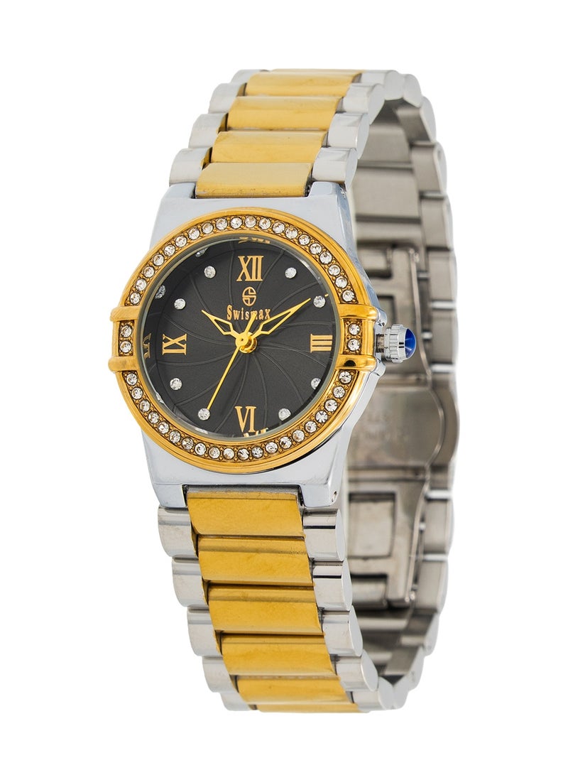 Swismax Elegant Women’s Watch ⏱️ Quartz Movement | Stainless Steel ✨ | Crystal Bezel 💎 | Roman Numeral Dial - Image 2