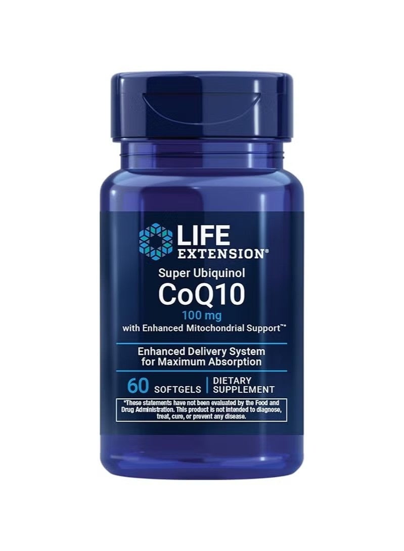 لايف Super Ubiquinol CoQ10 مع دعم ميتوكوندريال محسن، صحة القلب القوية ودعم إنتاج الطاقة الخلوية، قابلة للامتصاص جدا، خالية من الغلوتين، غير المعدلة وراثيا، 100 ملغ، 60 حبة ناعمة - Image 1