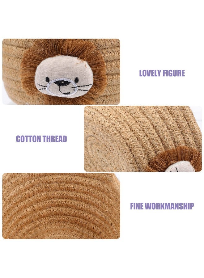 Cabilock Cotton Rope Storage Basket Woven Decorative Laundry Basket with Lion Sundries Hamper Storage Holder Nursery Bin for Bathroom Shelf Makeup Organization Khaki - Image 5