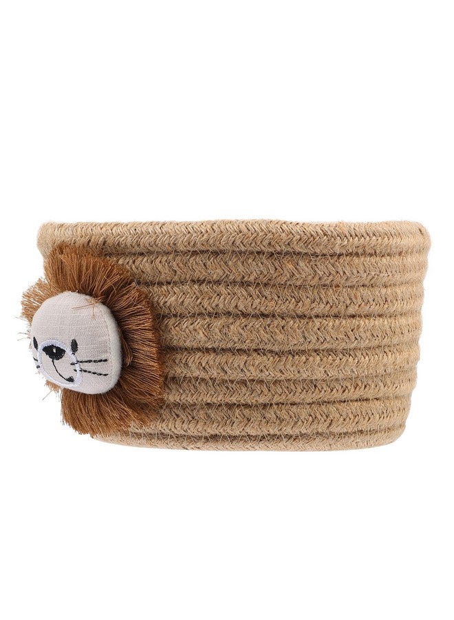 Cabilock Cotton Rope Storage Basket Woven Decorative Laundry Basket with Lion Sundries Hamper Storage Holder Nursery Bin for Bathroom Shelf Makeup Organization Khaki - Image 1